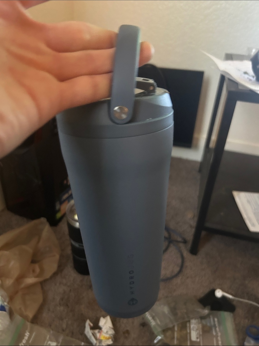 HydroJug Matte Gray Insulated Bottle with Carry Handle